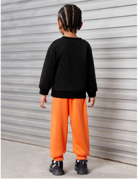 Young Boy Letter Graphic Pullover & Sweatpants Carousel 1
