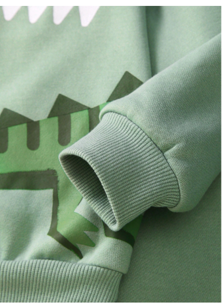 Young Boy Crocodile Print Thermal Lined Sweatshirt & Teddy Lined Sweatpants Carousel 5