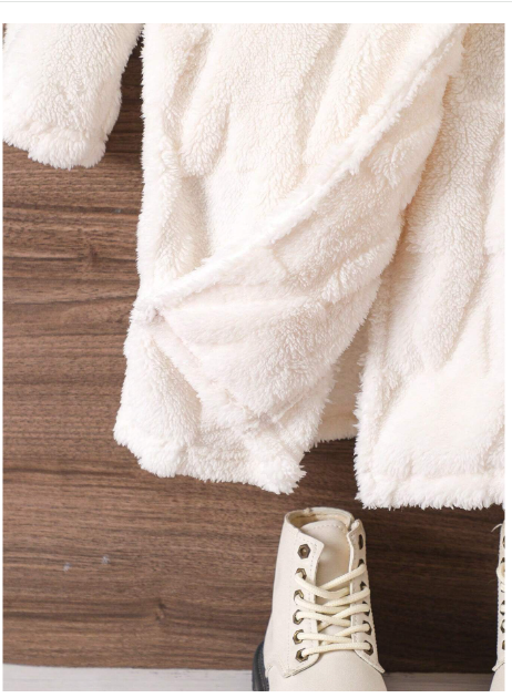 Young Girl Solid Color Knitted Fluffy Lapel Loose Casual Jacket Carousel 4