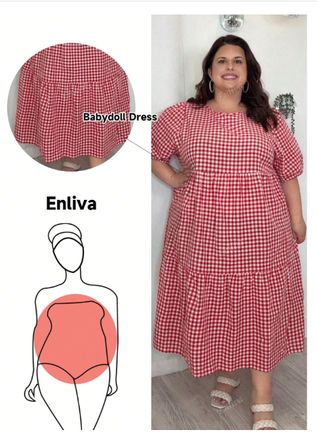 Plus Size Plaid Print Casual Dress