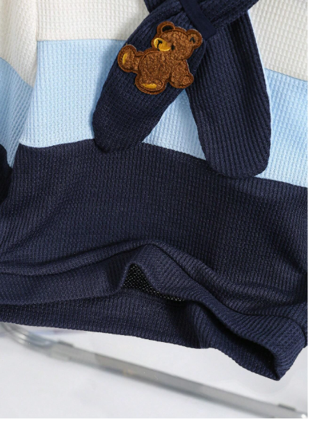 3pcs/Set Infant/Toddler Knitted Textured Jacquard Double Layer Padded Sweatshirt, Pants And Scarf Set Carousel 6