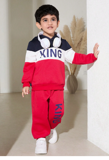 2pcs/Set Boys Casual Colorblock Letter Print Hoodie And Sweatpants Set For Autumn Carousel 5
