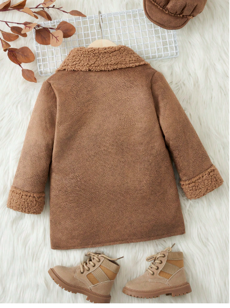 Young Boy Flap Pocket Teddy Lined Overcoat Carousel 2