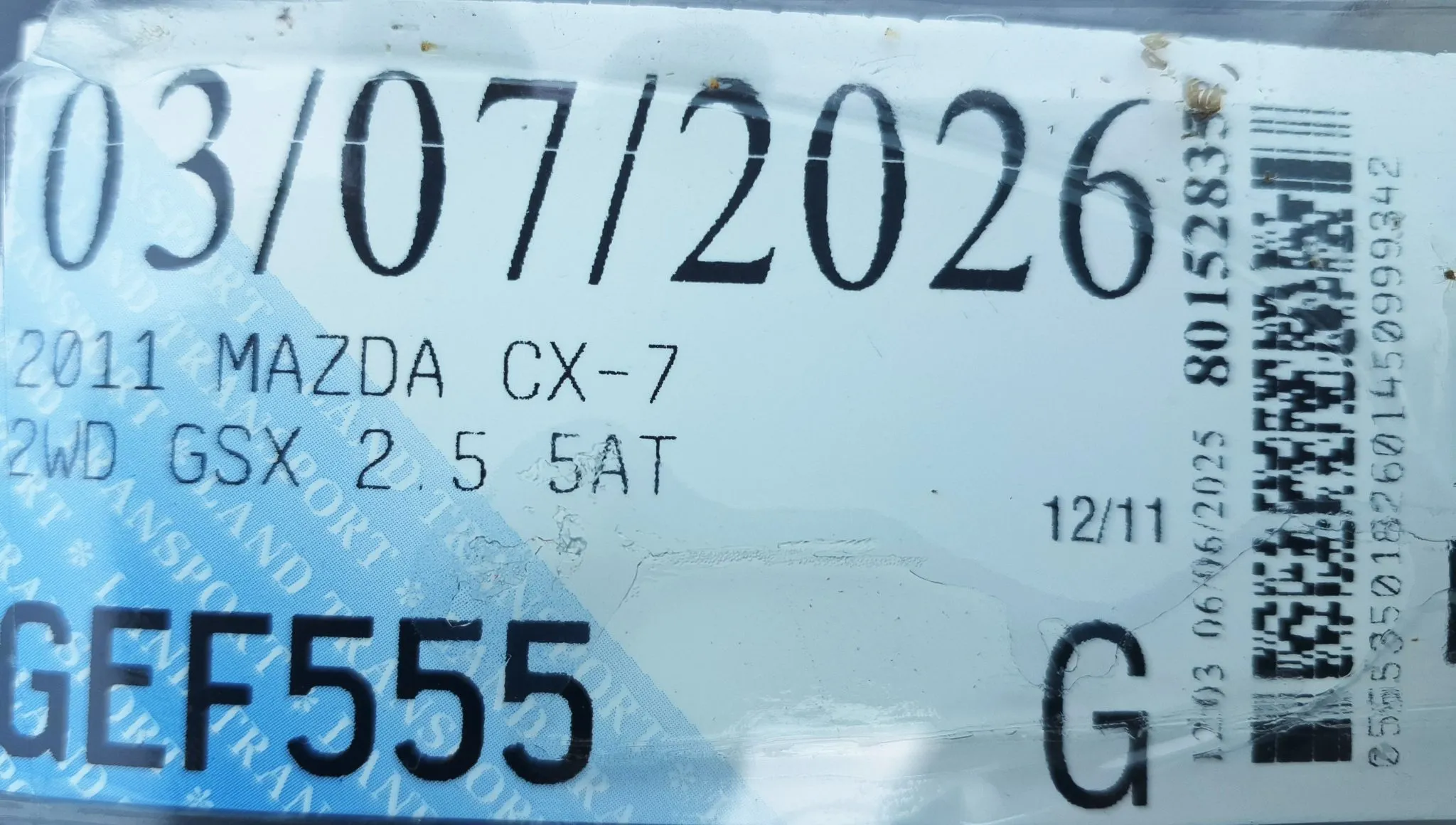 2011 MAZDA CX-7 GSX 25 PETROL (NZ) Carousel 11