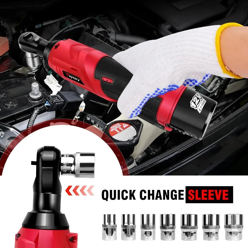 12V Cordless Ratchet Wrench | 3/8" Drive | 2x 1500mAh Batteries & 7 Sockets Included Carousel 3