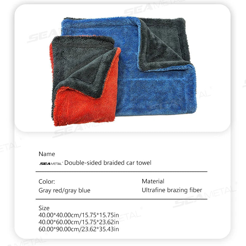 SEAMETAL 1200GSM Microfiber Car Detailing Towel | Ultra-Soft Scratch-Free | 3 Sizes | Gray, Red & Blue Carousel 4