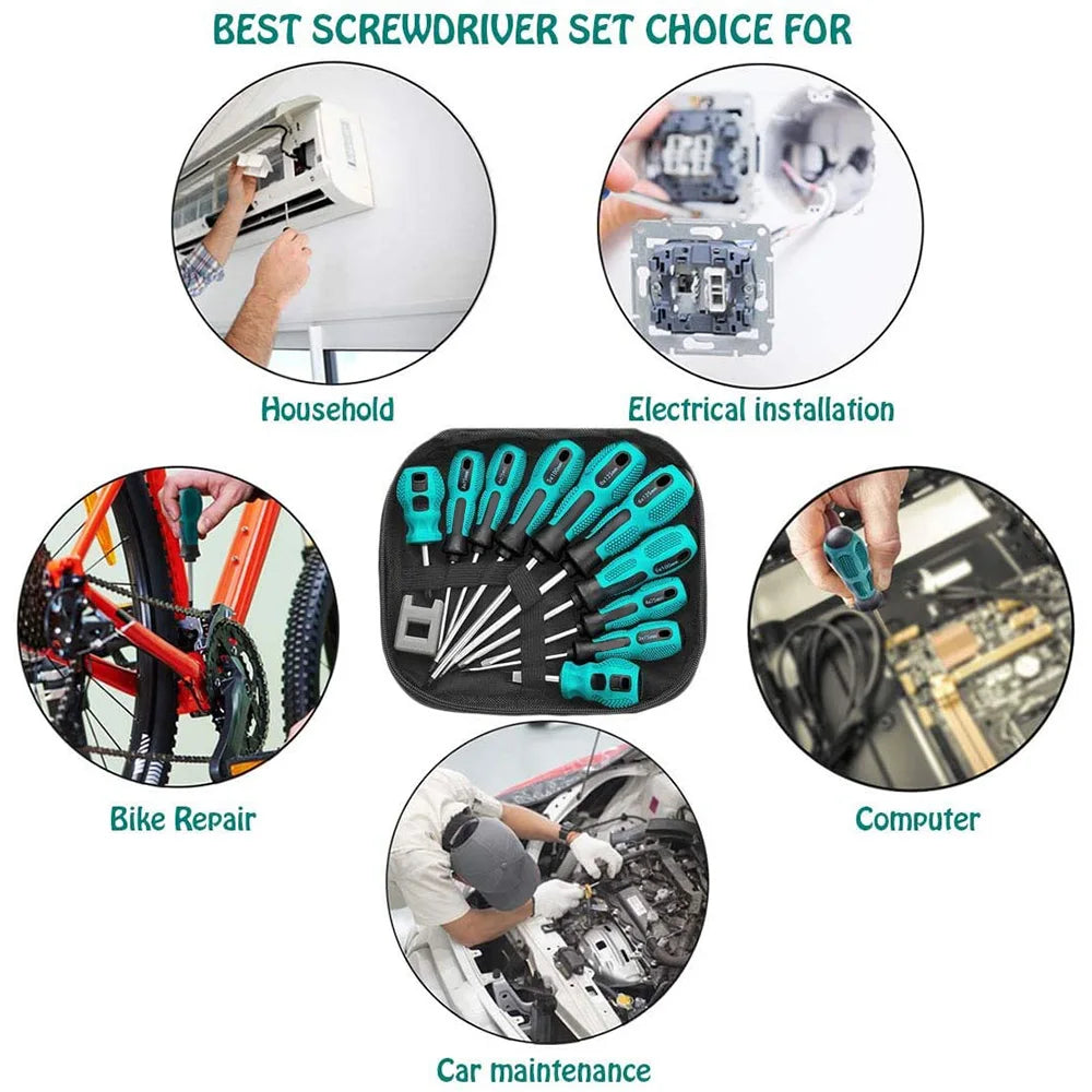 10pc Magnetic Screwdriver Set – Chrome Vanadium Phillips & Flat Head with Non-Slip Handle Carousel 5