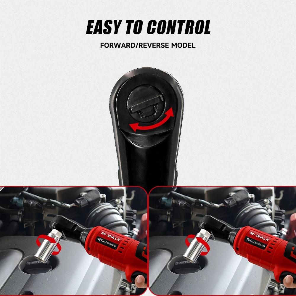 M-WALK 18V Cordless Brushless Ratchet Wrench – Right Angle, 80Nm, 1/2" & 3/8" Drive Carousel 2