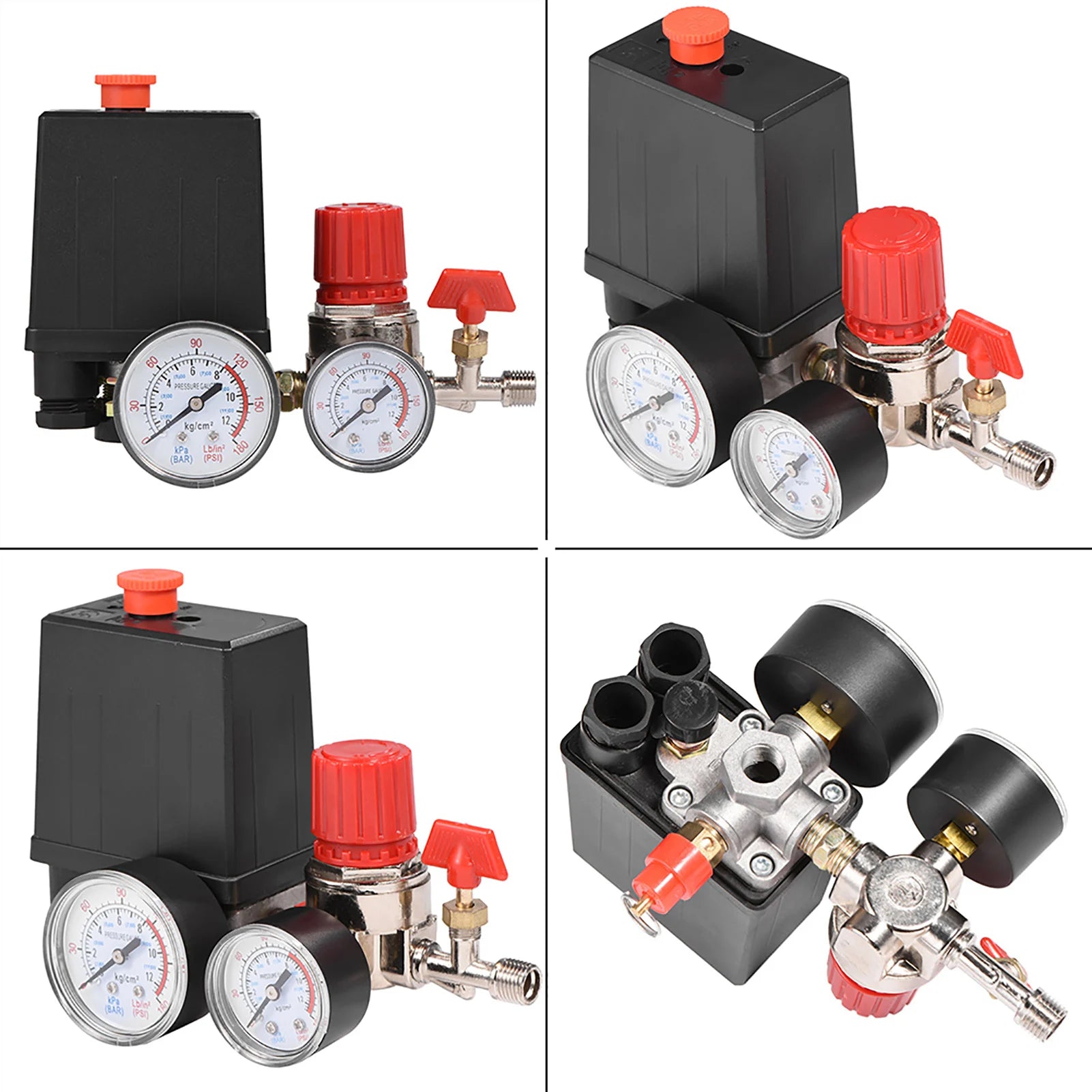 Air Compressor Pressure Switch & Control Valve Regulator with Gauges Carousel 11
