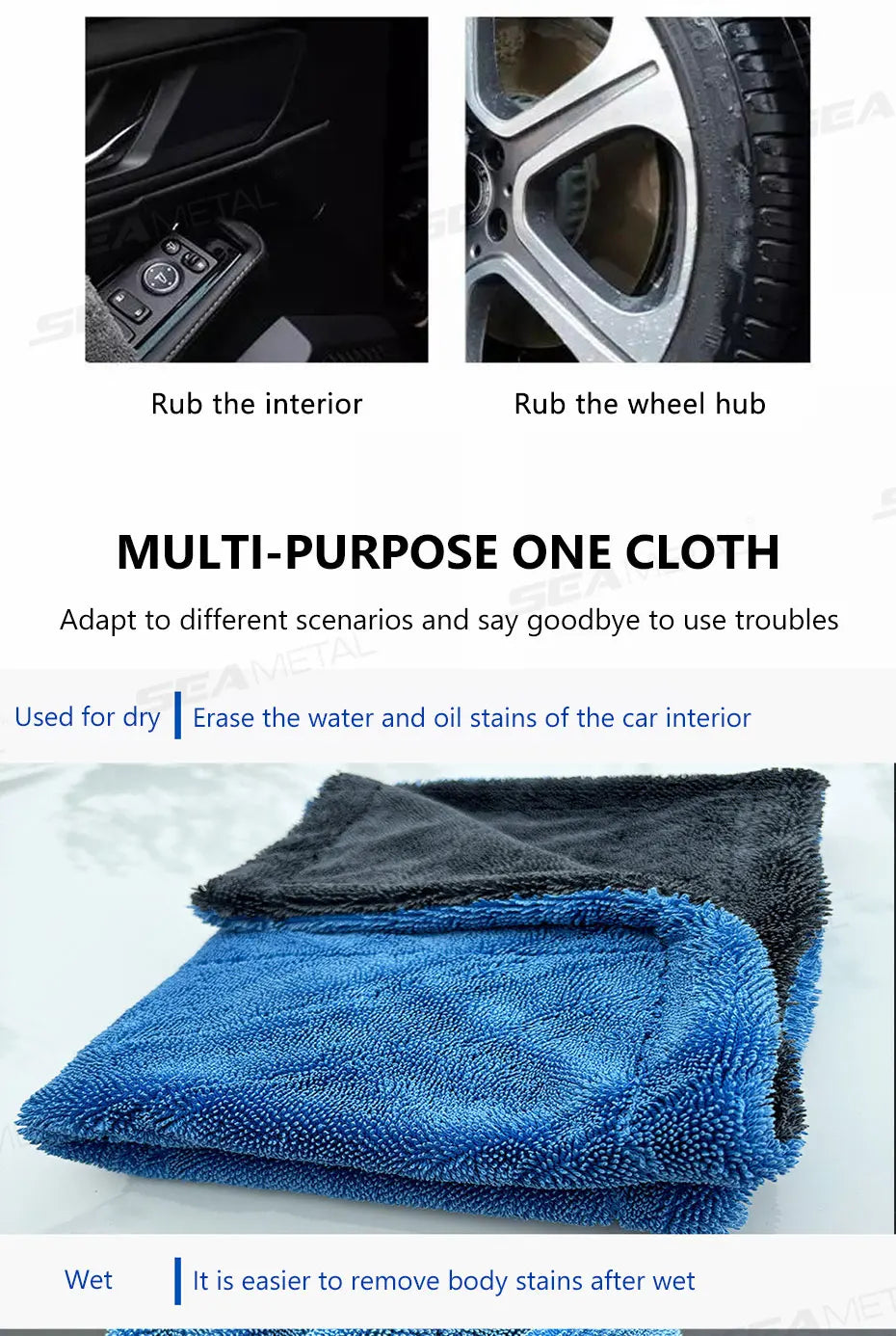 SEAMETAL 1200GSM Microfiber Car Detailing Towel | Ultra-Soft Scratch-Free | 3 Sizes | Gray, Red & Blue Carousel 15