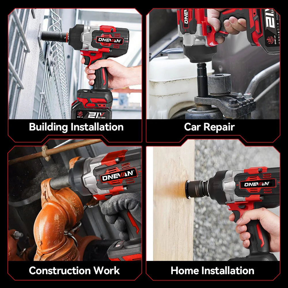 ONEVAN 2800Nm Brushless Impact Wrench | Tool Only | 18V/21V Compatible | 1/2" Drive | LED Light Carousel 5