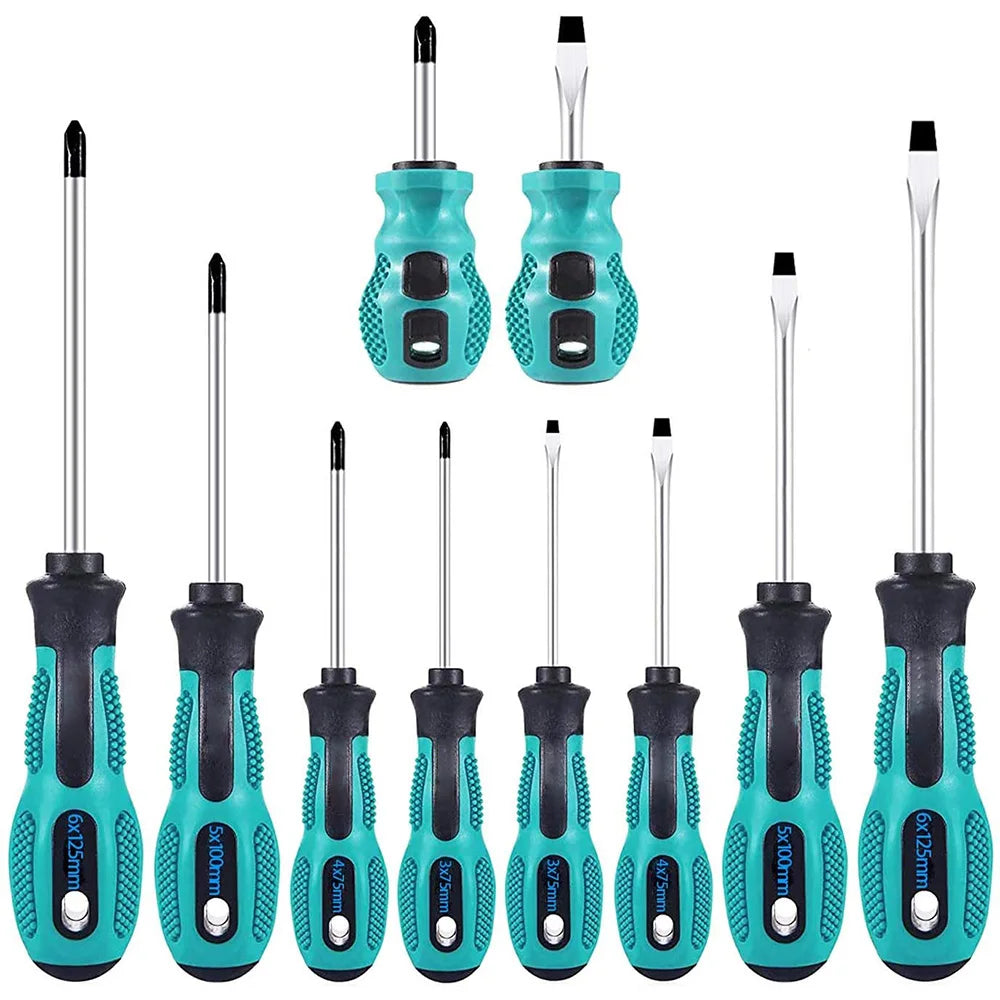 10pc Magnetic Screwdriver Set – Chrome Vanadium Phillips & Flat Head with Non-Slip Handle Carousel 6