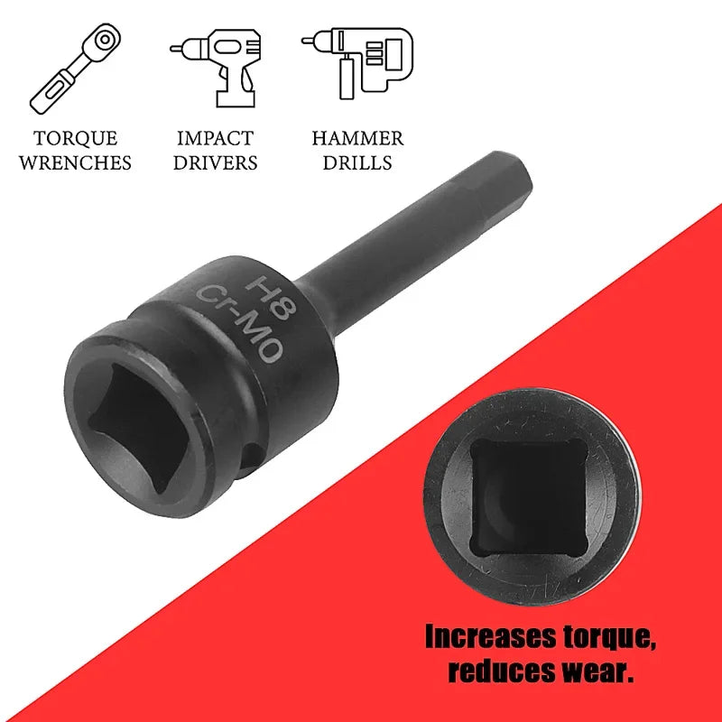 1/2" Drive Hex Impact Bit Socket Set | Cr-Mo Steel | 8pc (H5-H19) or 10pc (H5-H19) | Pneumatic & Battery Tools Carousel 15