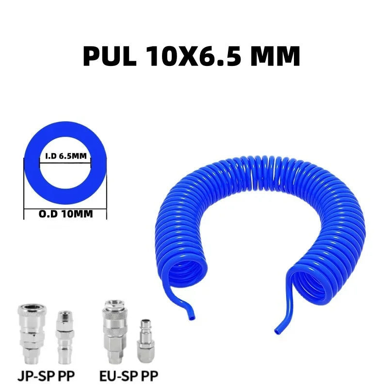 PU Spring Spiral Air Hose with Fittings – 6/9/12/15M Flexible Pneumatic Compressor Hose Carousel 17