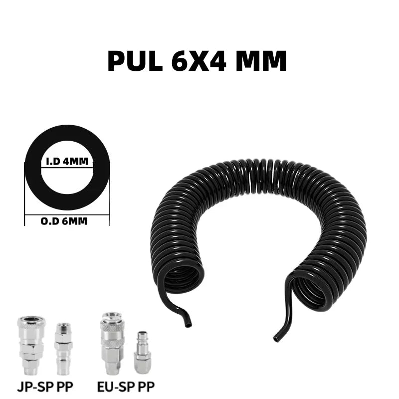 PU Spring Spiral Air Hose with Fittings – 6/9/12/15M Flexible Pneumatic Compressor Hose Carousel 21