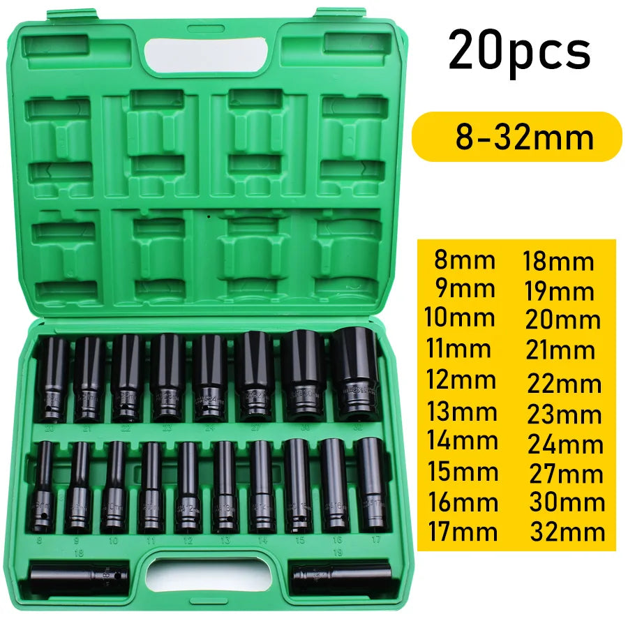1/2" Drive Impact Socket Set | 10, 15 & 20 Piece CR-V Metric Sets