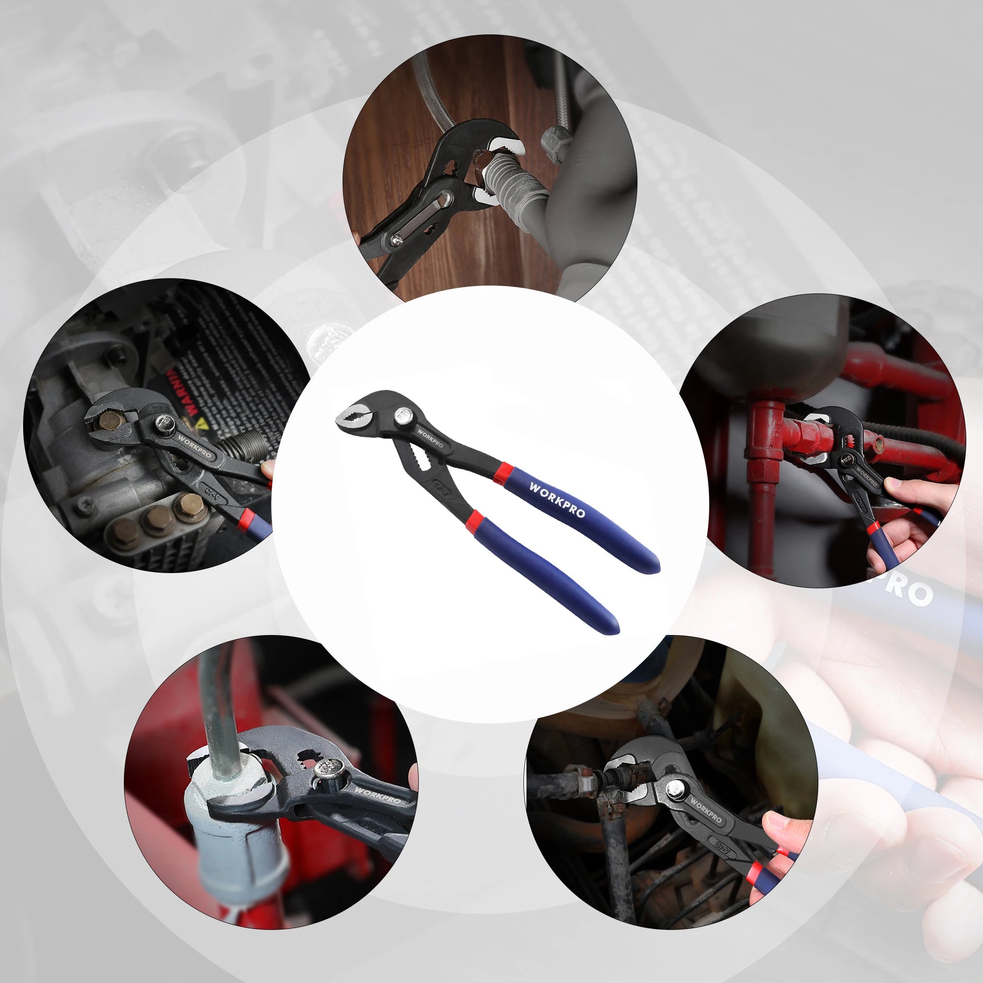 WORKPRO W031331AS Water Pump Pliers – Quick-Adjust Groove Joint, 7" & 10" Sizes Carousel 5
