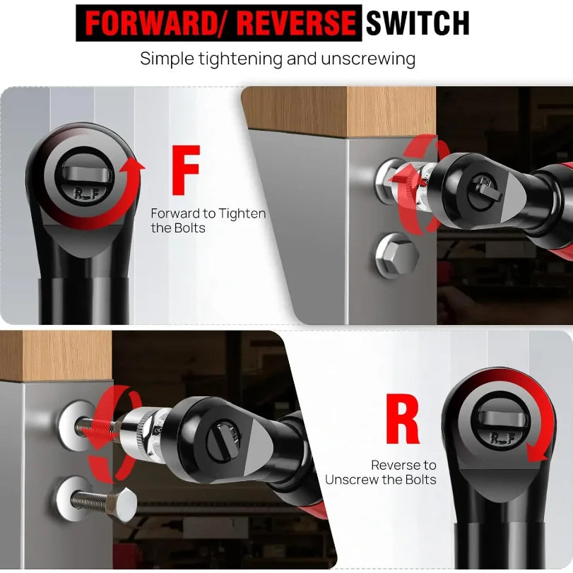 12V Cordless Ratchet Wrench | 3/8" Drive | 2x 1500mAh Batteries & 7 Sockets Included Carousel 4