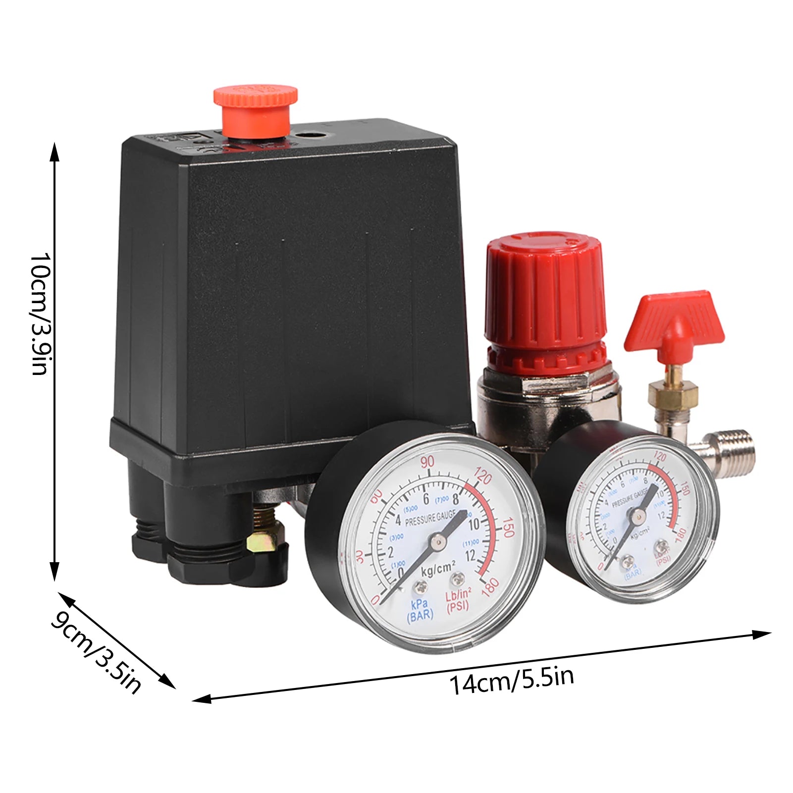 Air Compressor Pressure Switch & Control Valve Regulator with Gauges Carousel 5