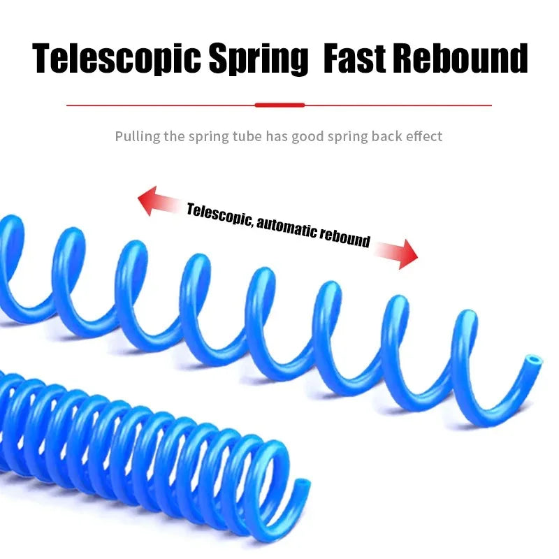 PU Spring Spiral Air Hose with Fittings – 6/9/12/15M Flexible Pneumatic Compressor Hose Carousel 4