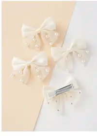 4pcs Pearl Bow Hair Accessories, 14+ Elegant Minimalist Bow Hair Clips, Versatile For Dress