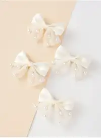 4pcs Pearl Bow Hair Accessories, 14+ Elegant Minimalist Bow Hair Clips, Versatile For Dress