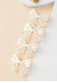 4pcs Pearl Bow Hair Accessories, 14+ Elegant Minimalist Bow Hair Clips, Versatile For Dress