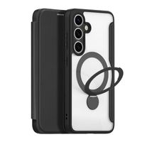 Samsung S25 Black Dux Skin X Pro Folio Magnetic Case with 360?? Ring Stand