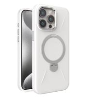 iPhone 16 Pro Max White Magsafe Premium Silicon Case With Stand