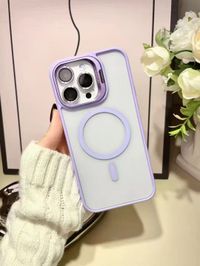 iPhone 12 / 12 Pro Light Purple Magsafe Support Case with Camera Lens Protector & Stand