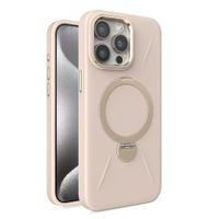 iPhone 16 Pro Max Beige Magsafe Premium Silicon Case With Stand