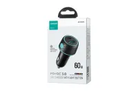 Joyroom Car Charger with Light Button 60W 1A+1C Black JR-CCN01
