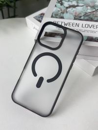 iPhone 15 Pro Black Magsafe Frosted Bumper Case