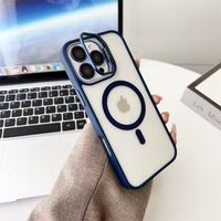 iPhone 12 Pro Max Navy Blue Magsafe Support Case with Camera Lens Protector & Stand