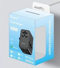 Trusmi Travel Charger / Travel Adapter 68W 3C2A Travel Charger with Cable Black CH18-02