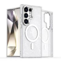 iPhone 15 Pro Max White Magsafe Sparkle Case with Stand