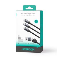 Joyroom  6-in-1 USB-A + Type-C to L+C+M 1.5m-Black 100W Fast Charging Cable SA21-1T3