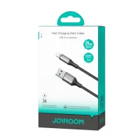 Joyroom USB-A to Lightning 2m-Black (Braided) 3A Fast Charging Data Cable S-A28