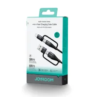 Joyroom 4-in-1 USB-A+Type-C to Lightning+Type-C 1.2m-Black 60W Fast Charging Data Cable SA37-2T2