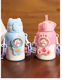 21oz Cute Cartoon Water Bottle With Lid And Straw - Leak-Proof Portable Sports Cup