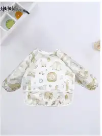 1pc Cartoon Waterproof Long Sleeve Bib, Soft Feeding Bib, Baby Smock, Lightweight For All Seasons Carousel 6