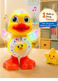 Light-Up Sound Moving Walking Dancing Electric Toy, Toddler Birthday Gift, Toddler Dancing Duck Toy Carousel 4