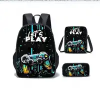 3-Piece Backpack Set, Fun Print/Game Print, Unisex, Crossbody Bag, Pencil Case, Backpack Carousel 4