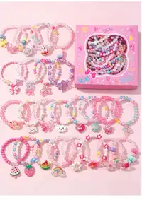 24PCS Girls Cute Butterfly Flower Heart Charm Bracelets Carousel 5