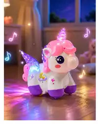 Electric Stunt Spinning Unicorn Toy, Rechargeable With Music & Lights, Cartoon Animal Shaped Toy For Girls