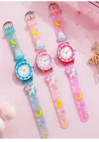 Children's Astronaut Pattern Macaron Color Series Kids Watch, Colorful Plastic Strap Boys Girls Student Watch Carousel 1
