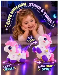 Electric Stunt Spinning Unicorn Toy, Rechargeable With Music & Lights, Cartoon Animal Shaped Toy For Girls Carousel 1
