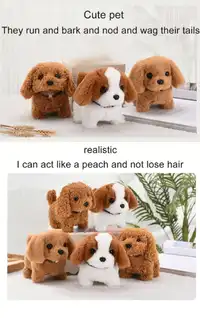 1pc Electric Walking & Barking Plush Toy Dog, Realistic Fur Electronic Pet Dog Toy For Children Carousel 3