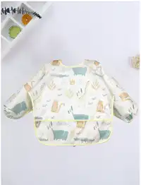 1pc Cartoon Waterproof Long Sleeve Bib, Soft Feeding Bib, Baby Smock, Lightweight For All Seasons Carousel 10