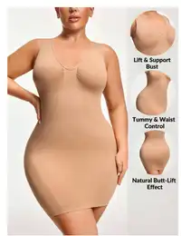 Plus Size Skin Color Sleeveless Seamless Bodycon Dress Carousel 2